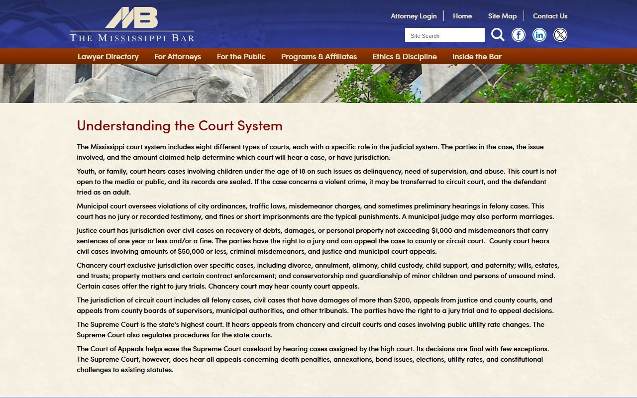 Oktibbeha County court dockets guide to the Mississippi court system
