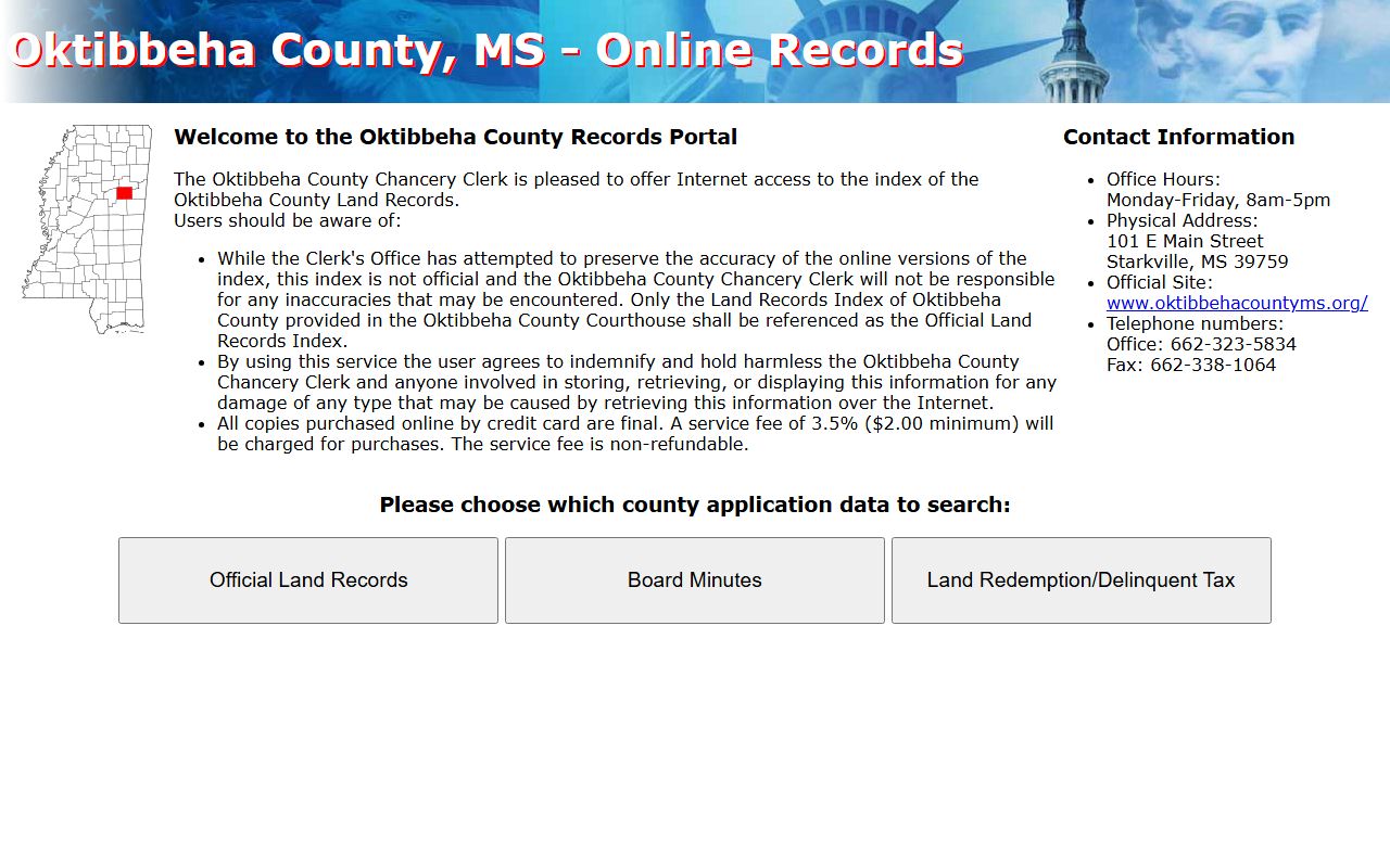 Oktibbeha County court records Chancery Clerk land records portal