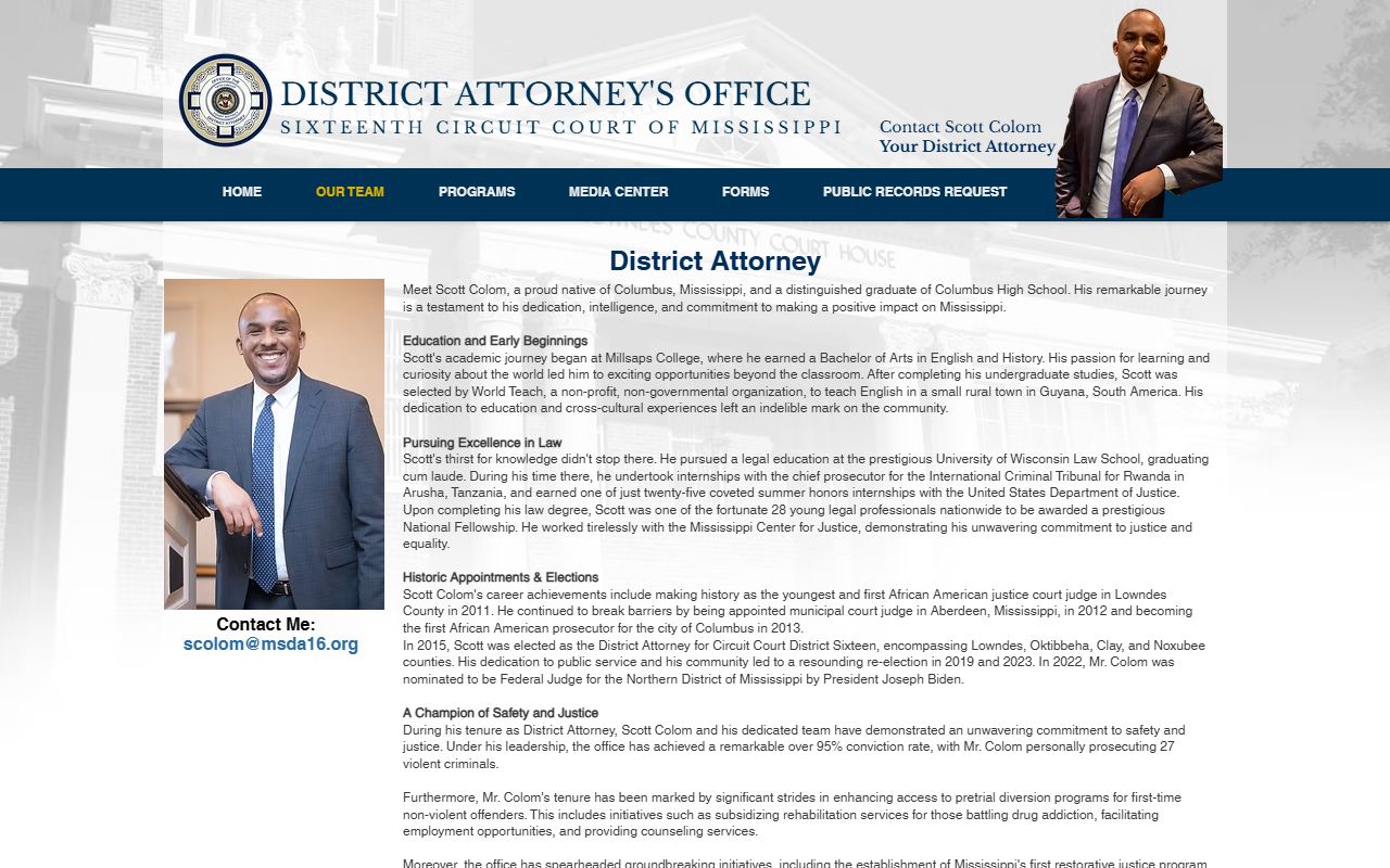 Oktibbeha County criminal court records District Attorney Scott Colom