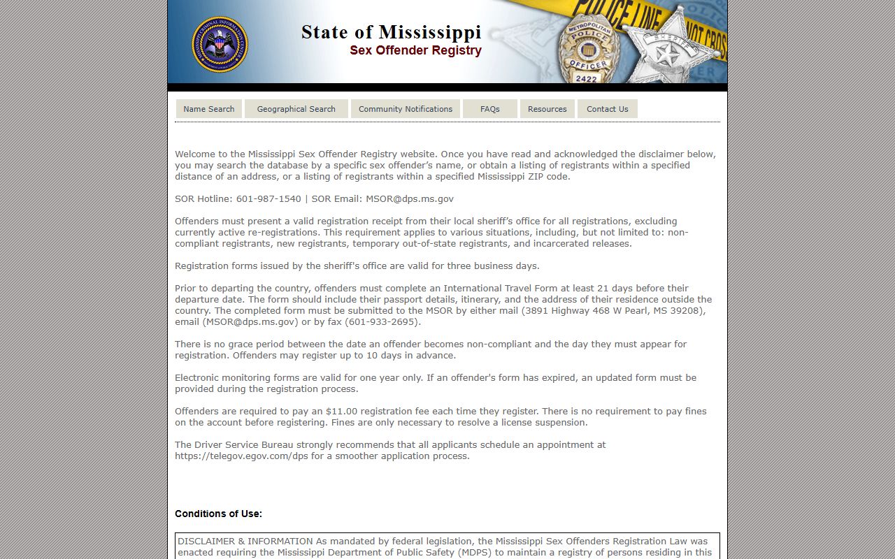 Oktibbeha County criminal court records Mississippi sex offender registry