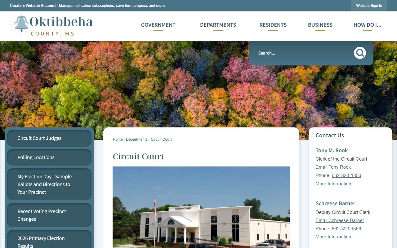 Oktibbeha County Circuit Court records and clerk page