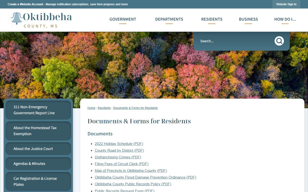 Oktibbeha County documents and forms for court records requests