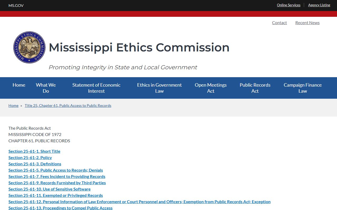 Mississippi Public Records Act behind Oktibbeha County court records access