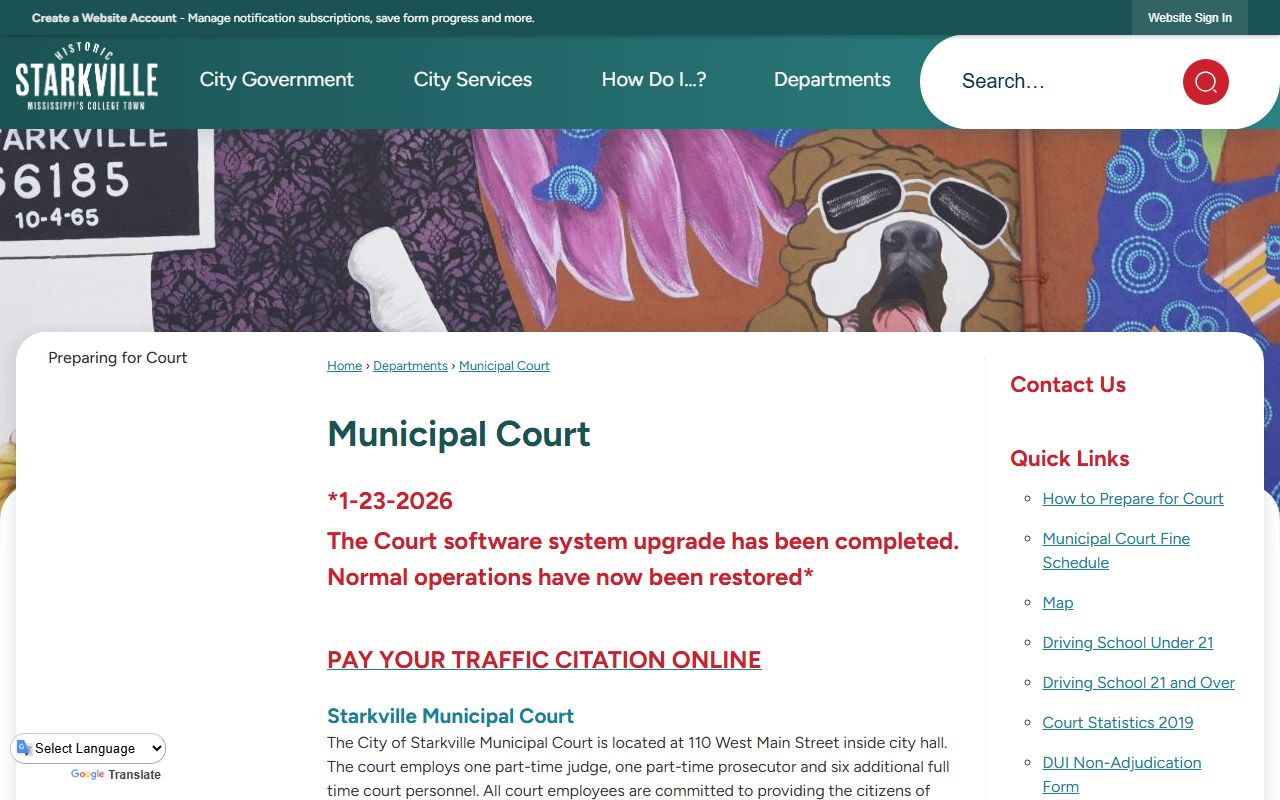 Starkville Municipal Court records for Oktibbeha County traffic cases