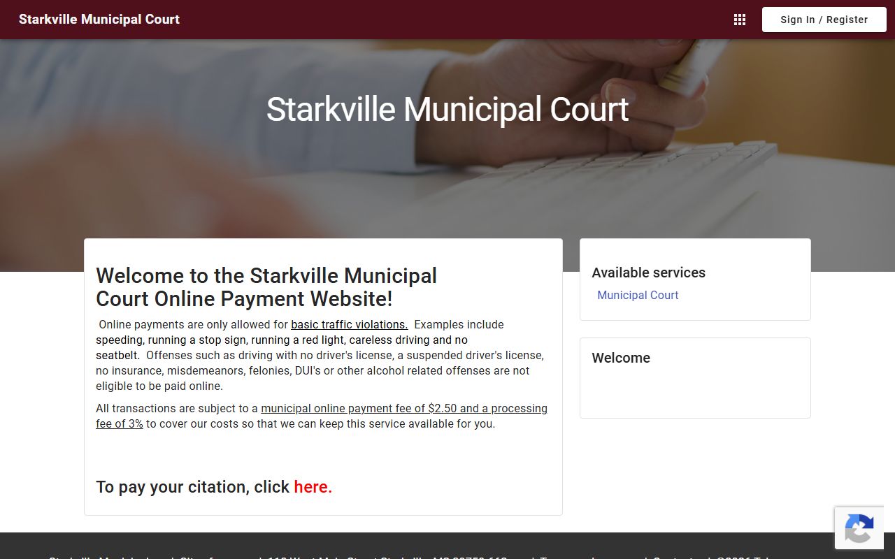 Oktibbeha County traffic court online payment portal for Starkville citations